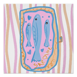 Poster Art de sardine mignonne
