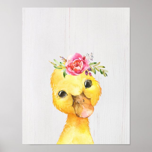 Poster Art de style fermier à l'aquarelle avec fleurs et  (Devant)