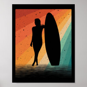 Poster Art de surfeur pour femmes filles planche de surf