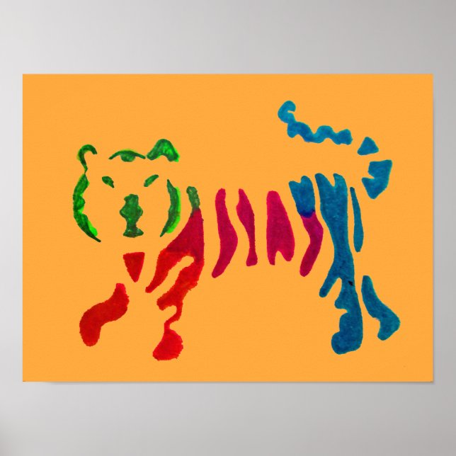 Poster Art de tigre rayé arc-en-ciel (Devant)