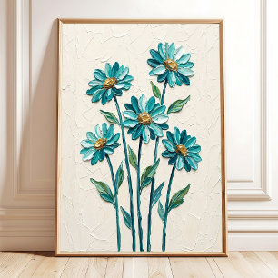 Poster Art de toile moderne à impasto de marguerite pour
