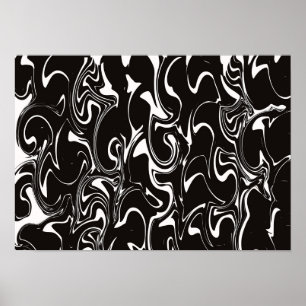 Poster Art de tourbillon abstrait - Noir et Blanc