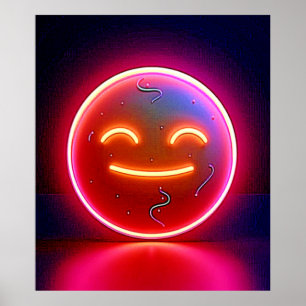 Poster Art de visage heureux avec néon