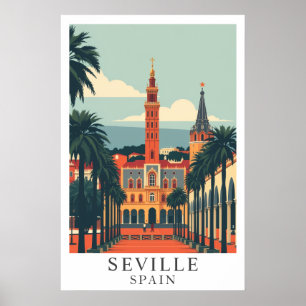 Poster Art de voyage vintage à Séville Espagne