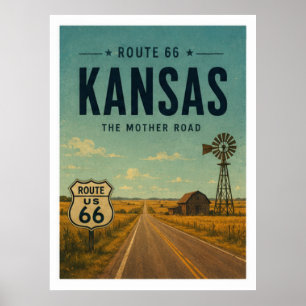 Poster Art de voyage vintage de la ferme de la route 66 a