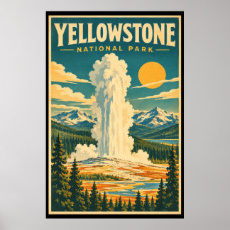 Poster Art de voyage vintage du Parc national de Yellowst