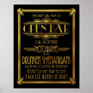 Poster Art Deco 20's style OPEN BAR