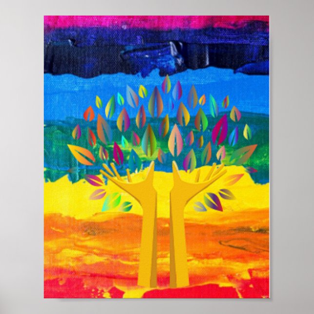 poster art deco abstrait couleurs drapeau ukraine  (Devant)
