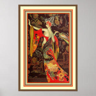 Poster Art déco asiatique 13 x 19