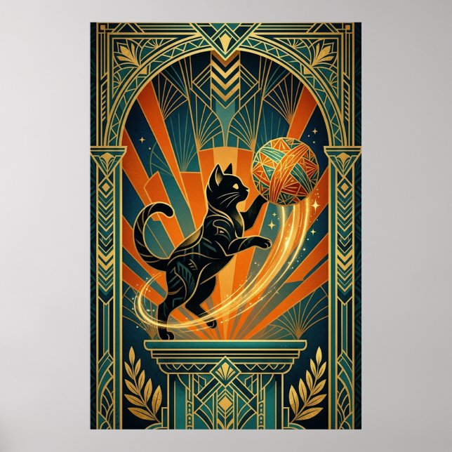 Poster Art Deco Cat Fish Trophy Wall Art (Devant)