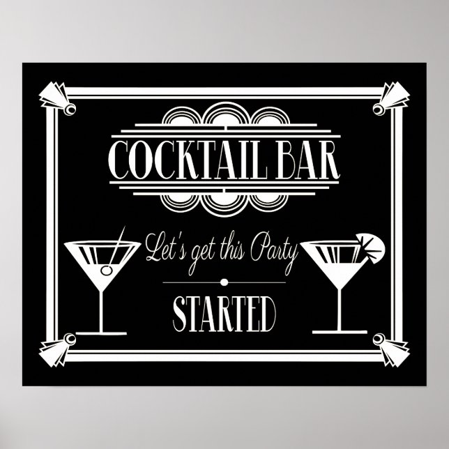 Poster ART Deco Cocktail bar signe Gatsby Party des année (Devant)