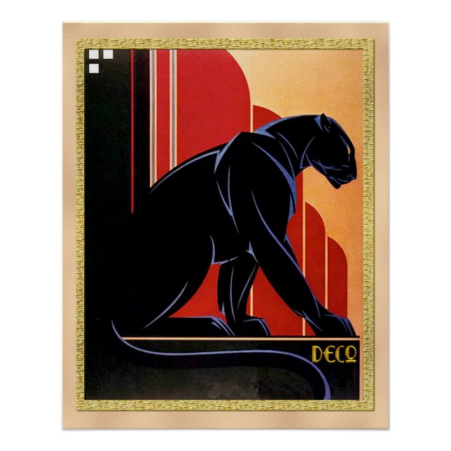 Poster Art déco de Black Panther (Devant)