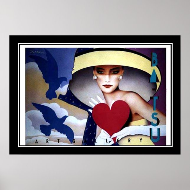 Poster Art Déco de Coeur Femme (Devant)
