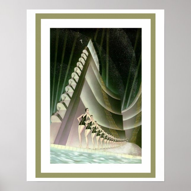 Poster Art Déco de nageurs 16 x 20 (Devant)