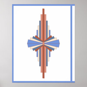 Poster Art deco elements in rose gold & blue