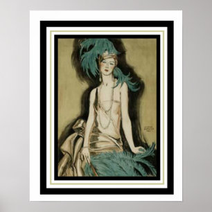 Poster Art Deco "Flapper with Feathers" 16 x 20