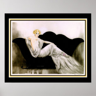 Poster Art Deco "Girl On The Black Sofa"
