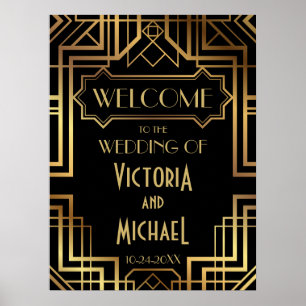Poster Art Déco Gold et Black Mariage