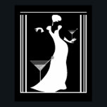 Poster ART DECO LADY Black White Reverted<br><div class="desc">Poster ART DECO LADY Black White</div>