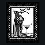 Poster ART DECO LADY Black White spots<br><div class="desc">LARGE Poster ART DECO LADY Black White birds Martini Polka Dots Spots</div>