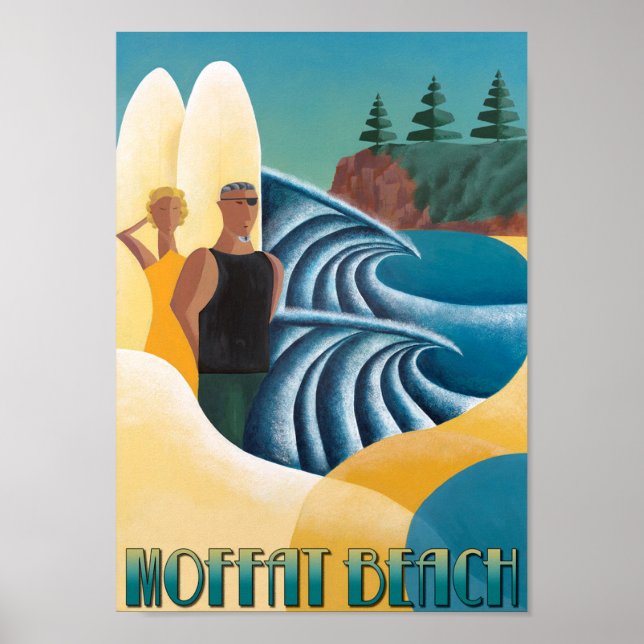 Poster Art Déco Moffat Beach (Devant)