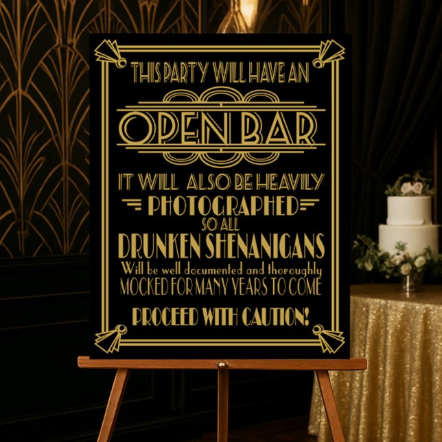 Poster ART Deco Open bar signe pour le Gatsby Party des a (Créateur téléchargé)