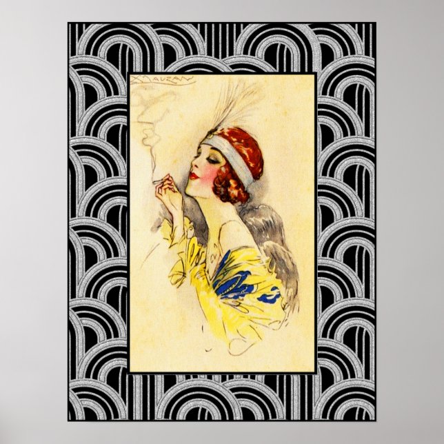 Poster Art Déco vintage Flapper. (Devant)