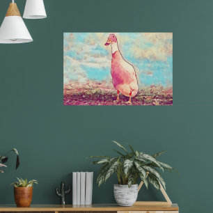 Poster Art Décor Aqua Blue Peachy Duck