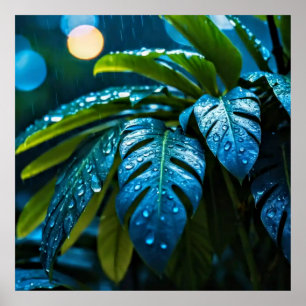 Poster Art Décoratif - Pluie Sur Les Feuilles #1