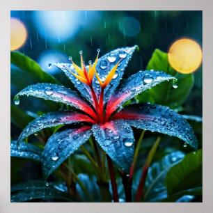 Poster Art Décoratif - Pluie Sur Les Feuilles #3