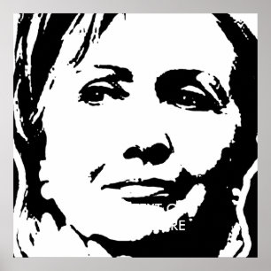 POSTER ART D'ENCRE DE HILLARY CLINTON