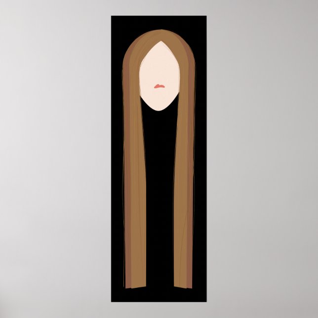 Poster Art des cheveux longs | Portrait moderne minimalis (Devant)