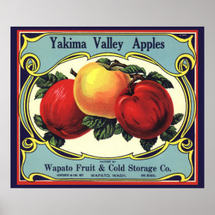 Poster Art des étiquettes de cageots de fruits vintage Po