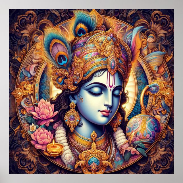 Poster Art Divin Blue Krishna (Devant)