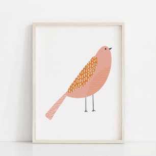 Poster Art d'oiseaux dessinés à la main moderne et minima