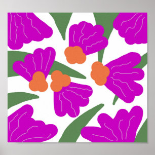 Poster Art Doodle Bold Floral Pop Rétro Moderne Vintage