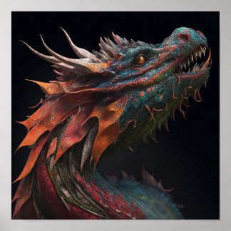 Poster Art Dragon réaliste et dynamique
