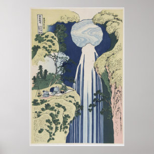 Poster Art du bloc de bois de la cascade Amida de Hokusai