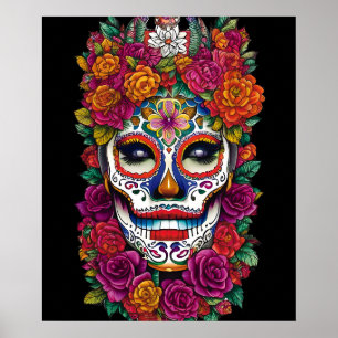 Poster Art du crâne de sucre - Traditions colorées du Mex