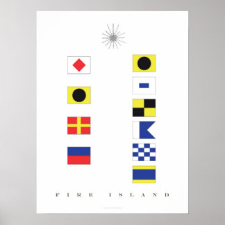 Poster Art du drapeau nautique de l'île Fire