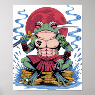 Poster art du guerrier grenouille samouraï