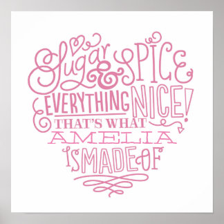 Poster Art du nom de l'enfant Sugar & Spice