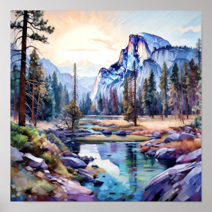 Poster Art du parc national Yosemite Imprimer