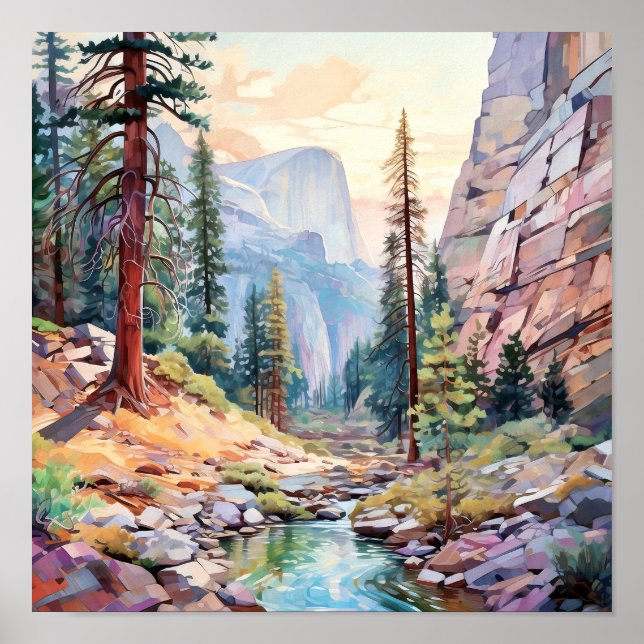 Poster Art du parc national Yosemite Imprimer (Devant)