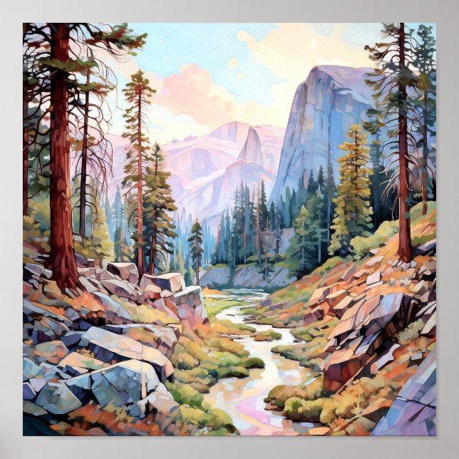 Poster Art du parc national Yosemite Imprimer (Devant)