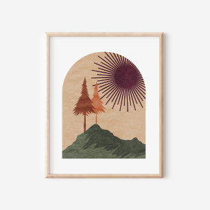 Poster Art du paysage de montagne bohème minimaliste