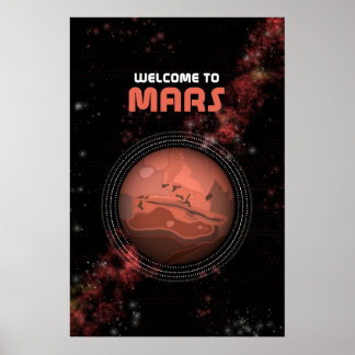 Poster Art du système solaire Mars de l'espace externe ré