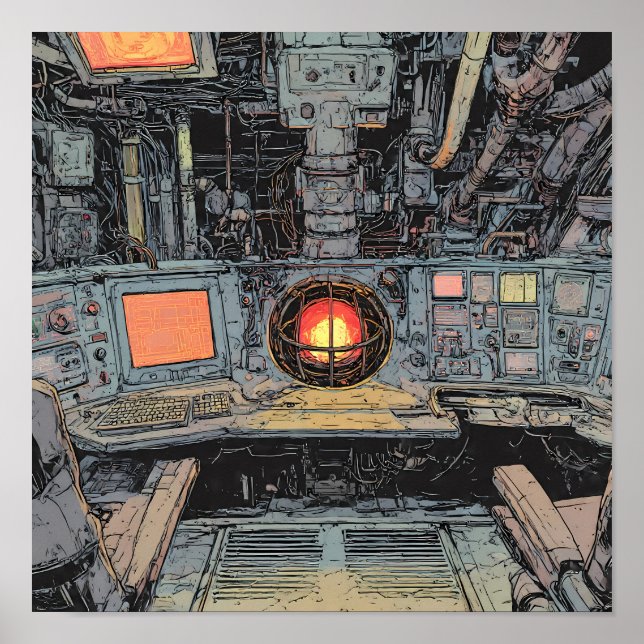 Poster Art dystopique intense : Sci-Fi Burning Core  (Devant)