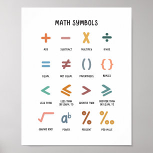 Poster Art éducatif de symbole mathématique coloré dans u