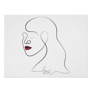 Poster Art en ligne simple - Amour